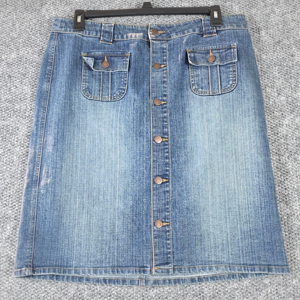 Venezia Womens Blue Denim Button Front Midi Skirt Size 16